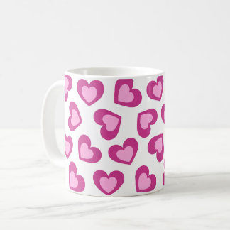 Pattern of Hearts Stylish Modern White Pink Chic Kaffeetasse
