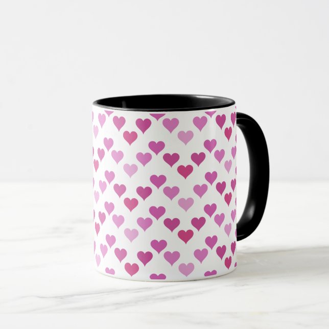 Pattern of Hearts Stylish Modern White Pink Chic  Tasse (VorderseiteRechts)