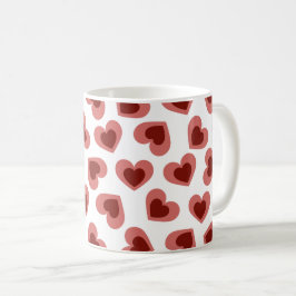 Pattern of Hearts Stylish Modern White Red Chic  Kaffeetasse