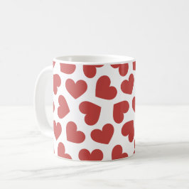 Pattern of Hearts Stylish Modern White Red Chic Kaffeetasse