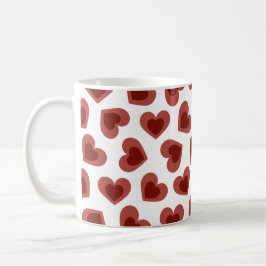 Pattern of Hearts Stylish Modern White Red Chic  Kaffeetasse