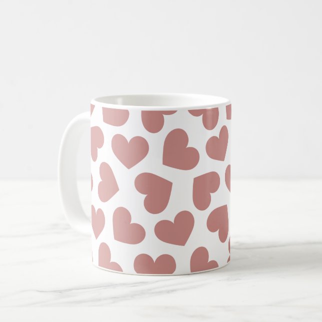 Pattern of Hearts Stylish Modern White Red Chic  Kaffeetasse (Vorderseite Links)