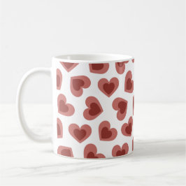 Pattern of Hearts Stylish Modern White Red Chic  Kaffeetasse