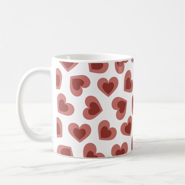 Pattern of Hearts Stylish Modern White Red Chic  Kaffeetasse (Links)