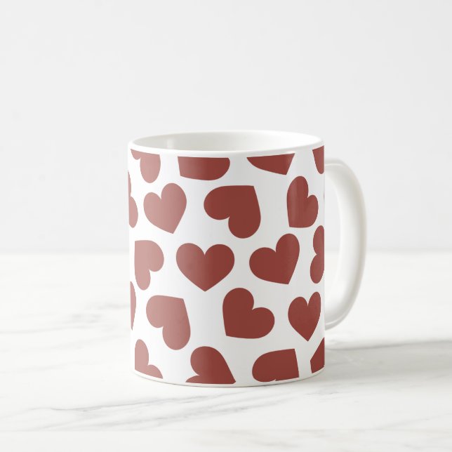 Pattern of Hearts Stylish Modern White Red Chic Kaffeetasse (VorderseiteRechts)