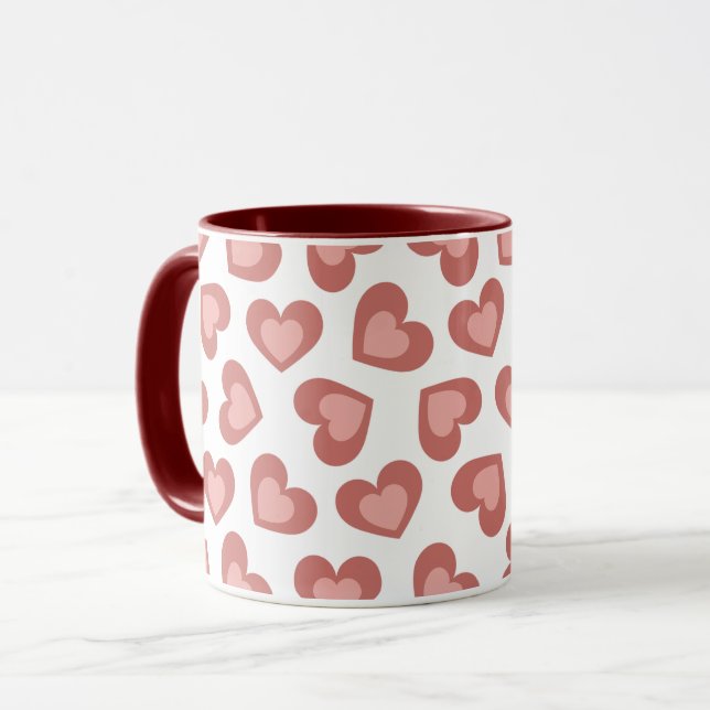 Pattern of Hearts Stylish Modern White Red Chic Tasse (Vorderseite Links)