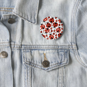 Pattern of Ladybugs, Cute Ladybugs, Red Ladybugs Button