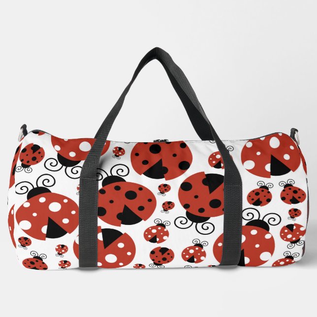 Pattern of Ladybugs, Cute Ladybugs, Red Ladybugs Duffle Bag (Vorderseite)