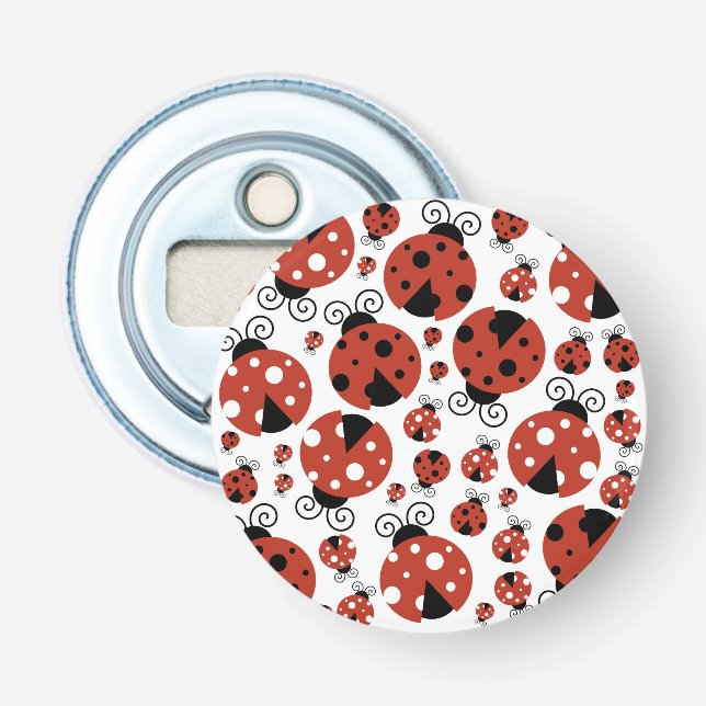 Pattern of Ladybugs, Cute Ladybugs, Red Ladybugs Flaschenöffner (Vorderseite)