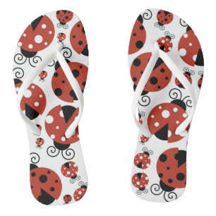 Pattern of Ladybugs, Cute Ladybugs, Red Ladybugs Flip Flops