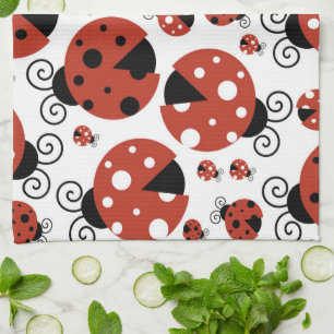 Pattern of Ladybugs, Cute Ladybugs, Red Ladybugs Geschirrtuch
