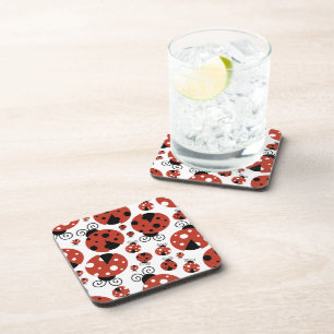 Pattern of Ladybugs, Cute Ladybugs, Red Ladybugs Getränkeuntersetzer
