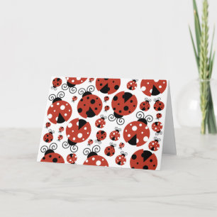 Pattern of Ladybugs, Cute Ladybugs, Red Ladybugs Karte