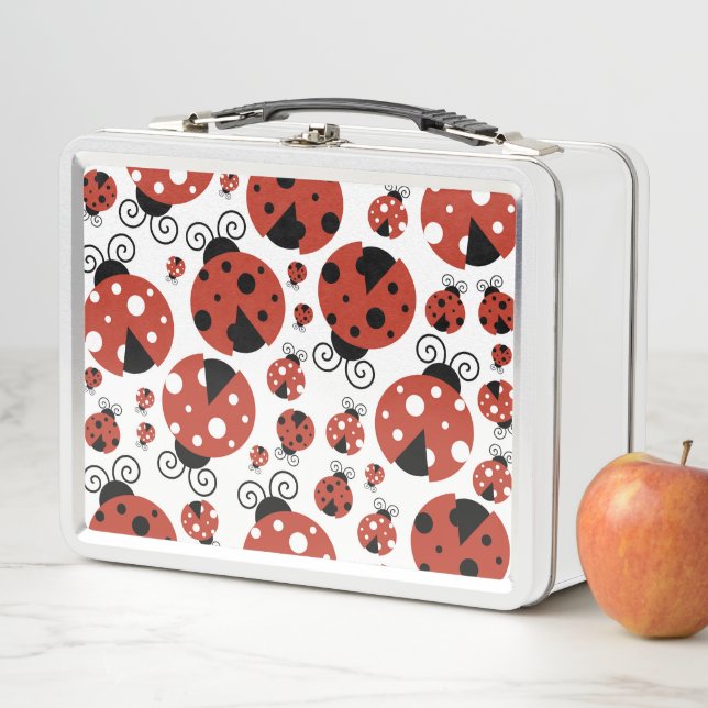 Pattern of Ladybugs, Cute Ladybugs, Red Ladybugs Metall Brotdose (Beispiel)