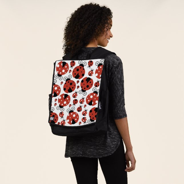 Pattern of Ladybugs, Cute Ladybugs, Red Ladybugs Rucksack (Ausgewaschen)
