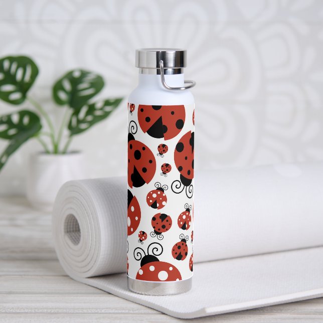 Pattern of Ladybugs, Cute Ladybugs, Red Ladybugs Trinkflasche (Yoga)