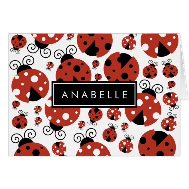 Pattern Of Ladybugs, Red Ladybugs, Your Name (Vorderseite (Horizontal))