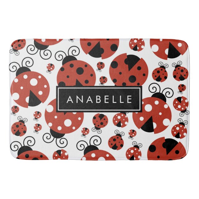 Pattern Of Ladybugs, Red Ladybugs, Your Name Badematte (Vorderseite)