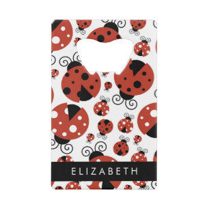 Pattern Of Ladybugs, Red Ladybugs, Your Name Geldbeutel Flaschenöffner