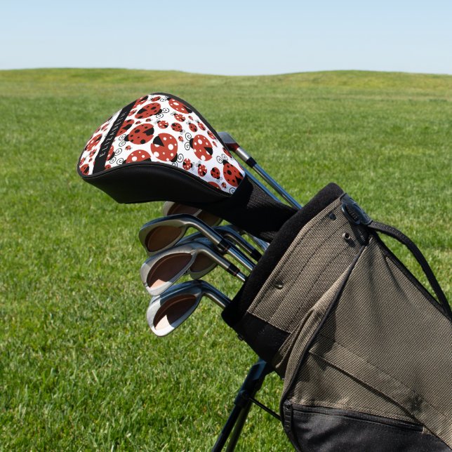 Pattern Of Ladybugs, Red Ladybugs, Your Name Golf Headcover (In SItu)