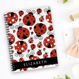 Pattern Of Ladybugs, Red Ladybugs, Your Name Notizbuch