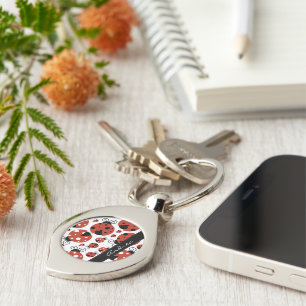 Pattern Of Ladybugs, Red Ladybugs, Your Name Schlüsselanhänger