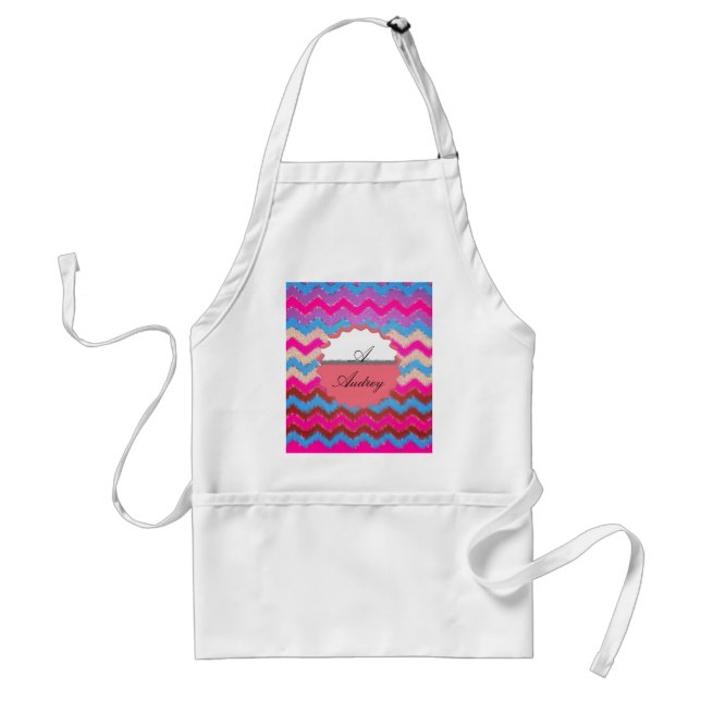 Pattern Office Party Peace Chevrons Mit Monogramm Schürze (Vorne)