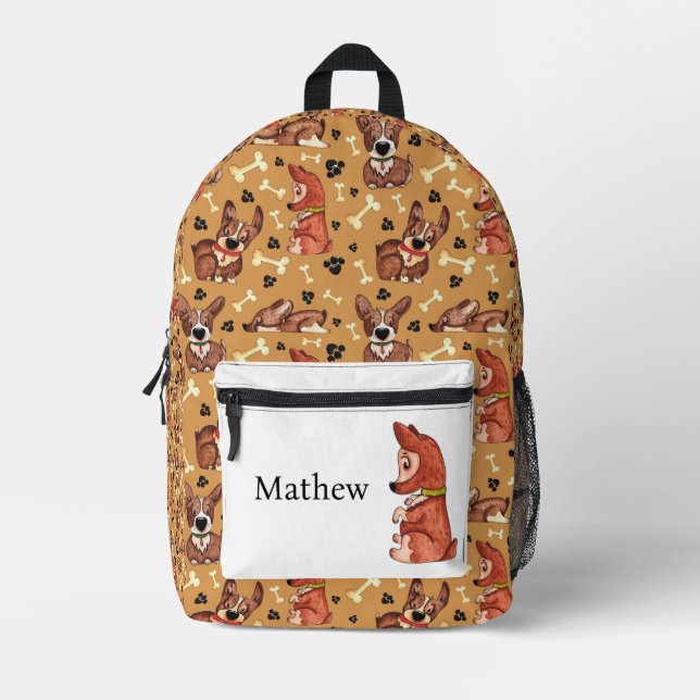 PATTERN-PATTERN-PALETTENDRUCKER UND HUNDENKNOCHEN  BEDRUCKTER RUCKSACK (Vorderseite)