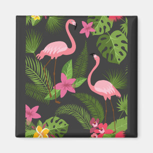 Pattern Pfauenrosa mit Blume Magnet