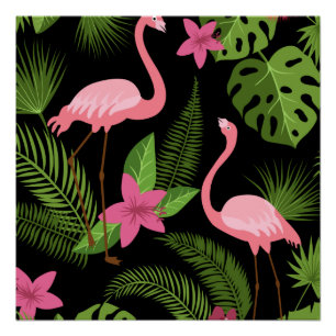 Pattern Pfauenrosa mit Blume Poster