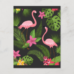 Pattern Pfauenrosa mit Blume Postkarte