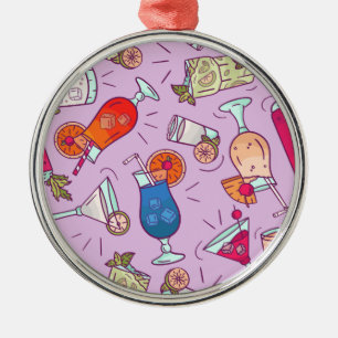 Pattern real cocktails and long drinks ornament aus metall