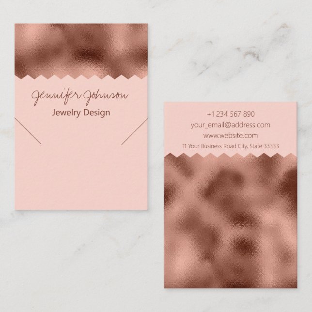 Pattern Rose Gold Foil Necklace Display Card Visitenkarte (Vorne/Hinten)