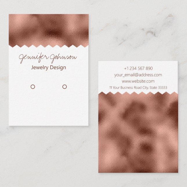 Pattern Rose Gold Foil Ohrring Display Card Visitenkarte (Vorne/Hinten)