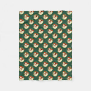 Pattern Santa Claus Pine Wreath Fleecedecke