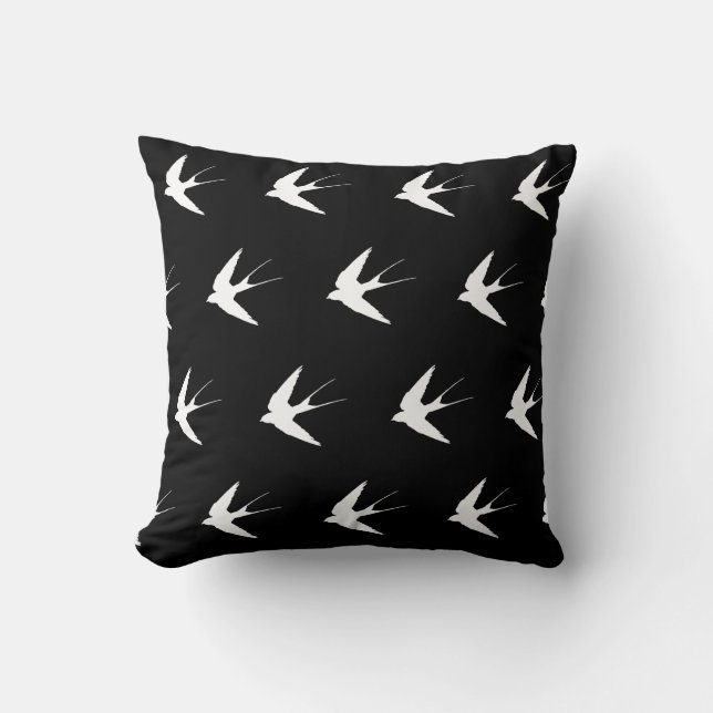 Pattern schlucken Pillow - Reverse Black & White Kissen (Vorderseite)