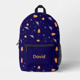 Pattern space lavender orange blue name bedruckter rucksack