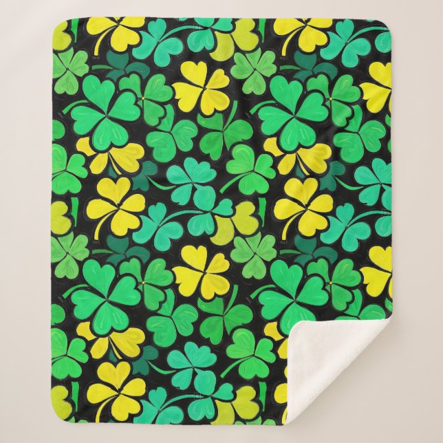 Pattern St. Patrick's Day Clovers Sherpadecke (Vorderseite)