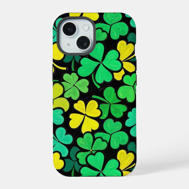 Pattern St. Patrick's Day Clowers  iPhone 15 Hülle (Rückseite)