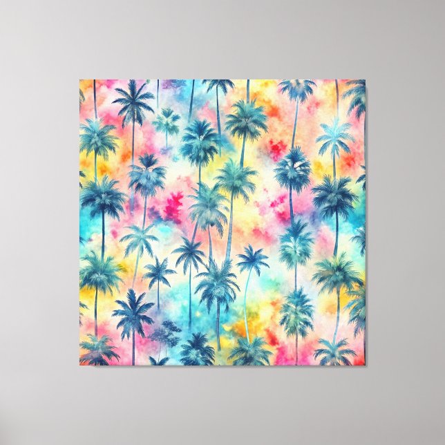Pattern Tie Dye Palms Leinwanddruck (Vorderseite)