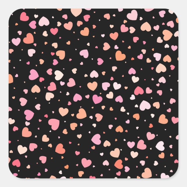 Pattern Valentine's 2024 Hintergrund mit Herz Quadratischer Aufkleber (Vorderseite)