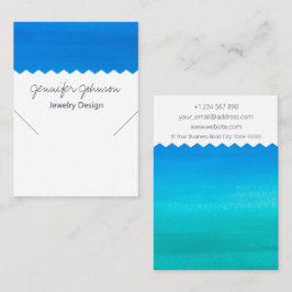 Pattern Watercolor Blue Necklack Display Card Visitenkarte
