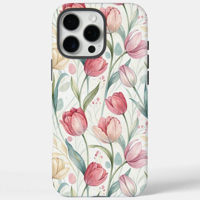 Pattern Watercolor Modern Tulips Case-Mate iPhone Hülle (Rückseite)