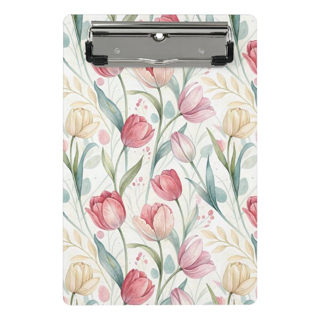 Pattern Watercolor Modern Tulips Mini Klemmbrett (Vorderseite)