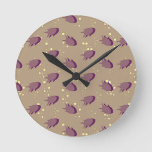 pattern with fish runde wanduhr