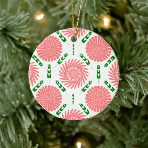 pattern with pink flowers keramik ornament