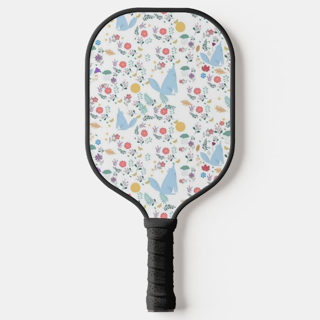 Pattern Wolf Cartoon Design Pickleball Schläger (Vorderseite)