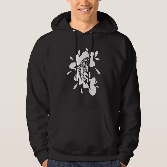 Patterned exotic shark artwork black and white Meh Hoodie (Vorderseite)