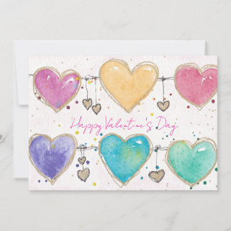 Patterned Hearts Valentine Notecard Invitation Einladung