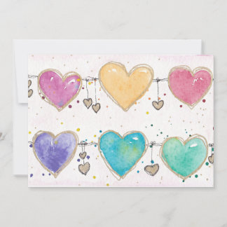 Patterned Hearts Valentine Notecard Invitation  Einladung